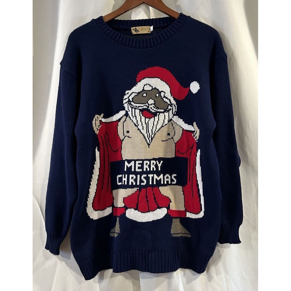 Katsumi Acrylic Christmas Santa Holiday Sweater Size Large